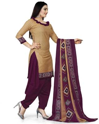 Beige Printed Cotton Salwar 3