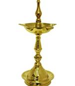 BrassLine Handmade Indian Puja Brass Oil Lamp - Kuber Diya Lamp Engraved Design Dia with Turtle Base