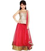 Pink plain net stitched lehenga