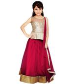 Maroon plain net stitched lehenga