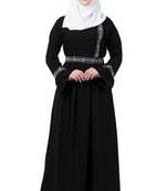 Black Embroidered Pintuck Abaya