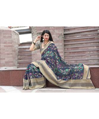 Black Woven banarasi saree with blouse 3
