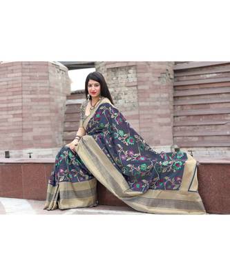 Black Woven banarasi saree with blouse 4