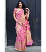Pink Woven banarasi saree with blouse
