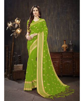 Green Embroidered Art Silk saree with blouse 1