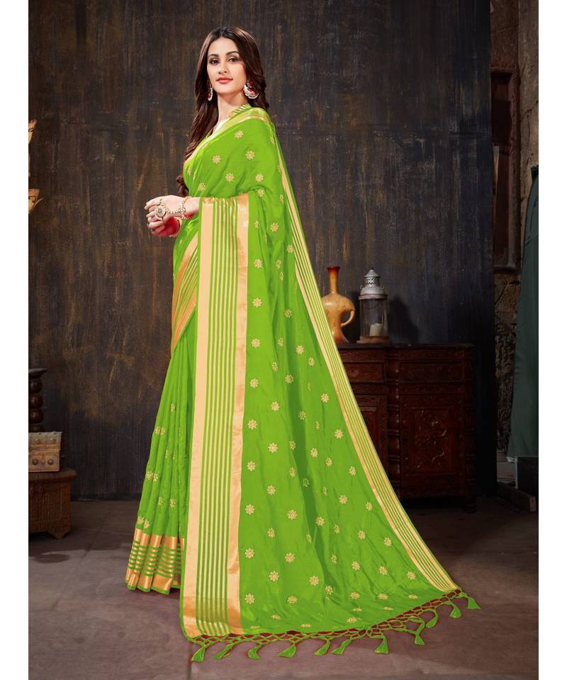Green Embroidered Art Silk saree with blouse