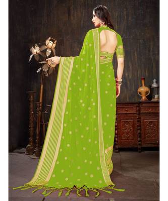 Green Embroidered Art Silk saree with blouse 3