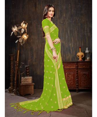 Green Embroidered Art Silk saree with blouse 4