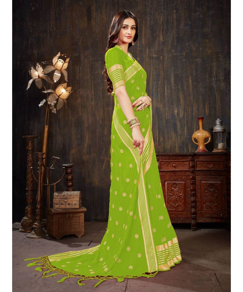 Green Embroidered Art Silk saree with blouse