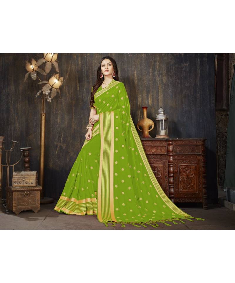 Green Embroidered Art Silk saree with blouse