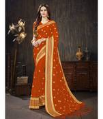 Orange Embroidered Art Silk saree with blouse