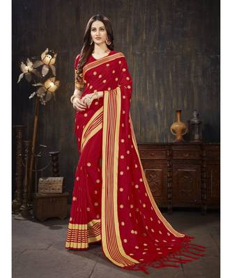 Red Embroidered Art Silk saree with blouse 1