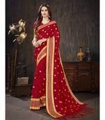 Red Embroidered Art Silk saree with blouse
