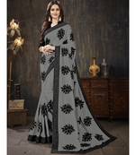 Grey embroidered georgette saree with blouse