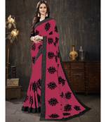 Magenta embroidered georgette saree with blouse