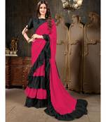 Pink Plain Georgette saree with blouse