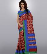 multicolor printed cotton saree with blouse