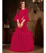 Magenta Plain Georgette saree with blouse
