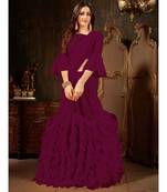 purple Plain Georgette saree with blouse