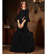 Black Plain Georgette saree with blouse