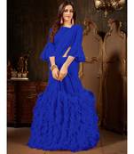 Blue Plain Georgette saree with blouse