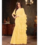 Yellow Plain Georgette saree with blouse