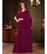 purple Plain Georgette saree with blouse