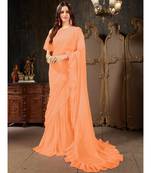 Peach Plain Georgette saree with blouse