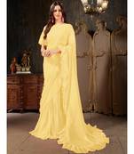 Yellow Plain Georgette saree with blouse