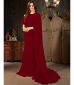 Maroon Plain Georgette saree with blouse