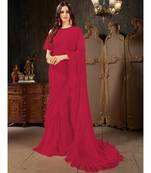 Magenta Plain Georgette saree with blouse