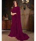 purple Plain Georgette saree with blouse