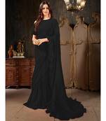 Black Plain Georgette saree with blouse