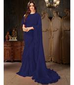 blue Plain Georgette saree with blouse