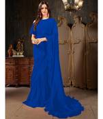 Blue Plain Georgette saree with blouse