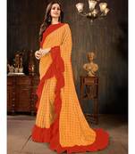Orange embroidered georgette saree with blouse