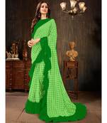 Green embroidered georgette saree with blouse