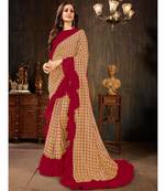 Peach embroidered georgette saree with blouse