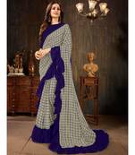 Grey embroidered georgette saree with blouse