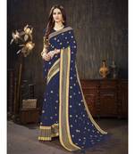 Blue Embroidered Art Silk saree with blouse