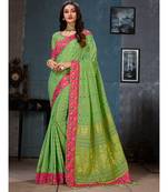 Green Embroidered Art Silk saree with blouse