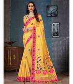 Yellow Embroidered Art Silk saree with blouse