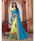 Blue Embroidered Art Silk saree with blouse