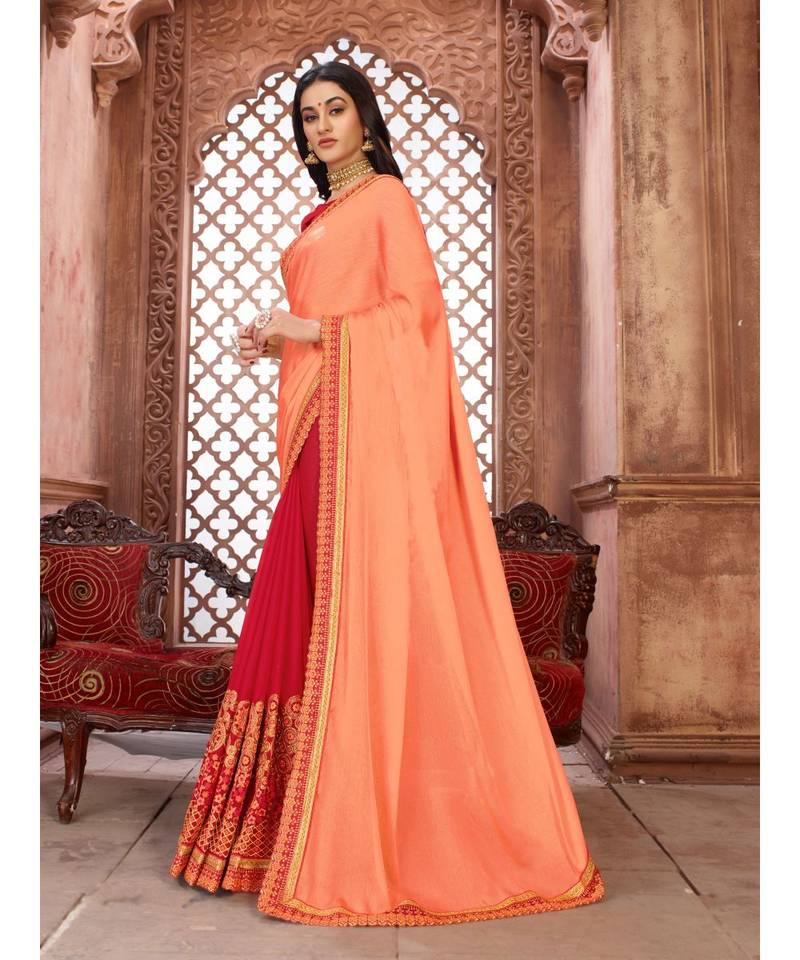 Pink Embroidered Art Silk saree with blouse