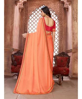Pink Embroidered Art Silk saree with blouse 3