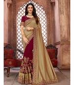 Beige Embroidered Art Silk saree with blouse