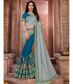 Grey Embroidered Art Silk saree with blouse