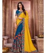 Yellow Embroidered Art Silk saree with blouse