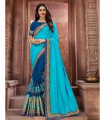 Blue Embroidered Art Silk saree with blouse