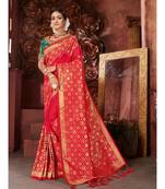 Red Woven banarasi saree with blouse